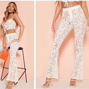 Plt cream lace pants. Looks more like a nude color. Never worn